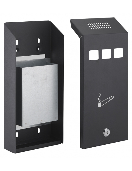 Vista aggiuntiva 2 di Posacenere da parete 325 x 147 x 60 mm, 2 chiavi – THIRARD