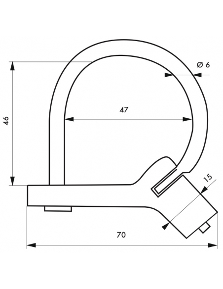 Vista aggiuntiva 2 di Lucchetto 629 C GM con tallone piegato, arco in ottone, chiave triangolare 5 mm – THIRARD