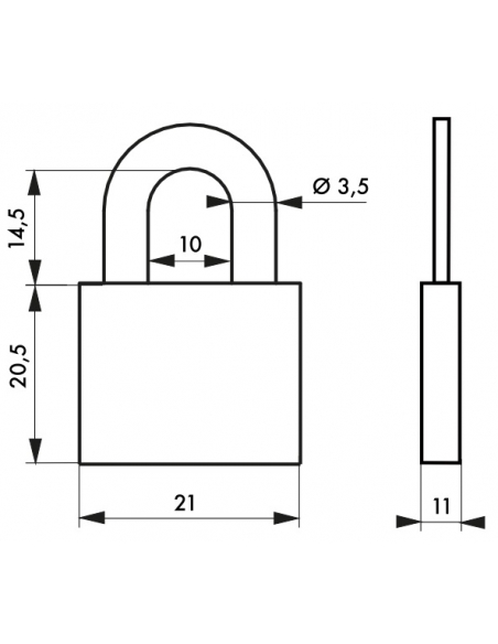 Lucchetto Mach 2 20mm arco acciaio e monoblocco in ottone, 2 chiavi - THIRARD