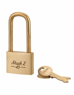 Lucchetto MACH 2 45 mm, corpo in ottone massiccio lucido, arco semialto, 2 chiavi – THIRARD