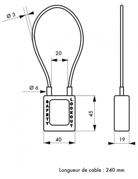 Lucchetto con cavo da 240 mm, Ø 3 mm – THIRARD