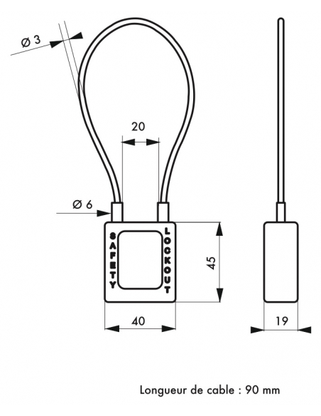 Lucchetto con cavo da 90 mm, Ø 3 mm – THIRARD