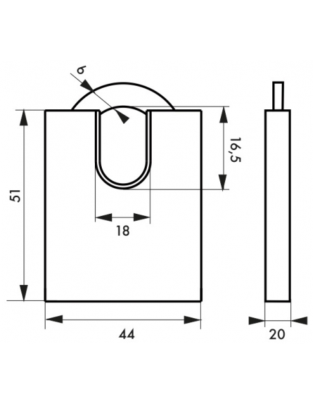 Lucchetto Mach 3 40mm arco acciaio inox 6, guardia alta, ottone, da esterno, anticorrosione, 3 chiavi, guscio pvc - THIRARD