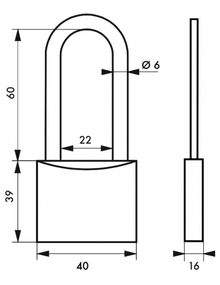 Vista aggiuntiva 1 di Lucchetto Transit 40 mm con arco semialto inox, 2 chiavi reversibili – THIRARD