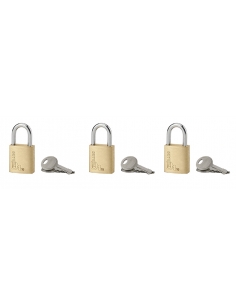 Set di 3 lucchetti 15 mm a chiave uguale, arco in acciaio, 6 chiavi – THIRARD