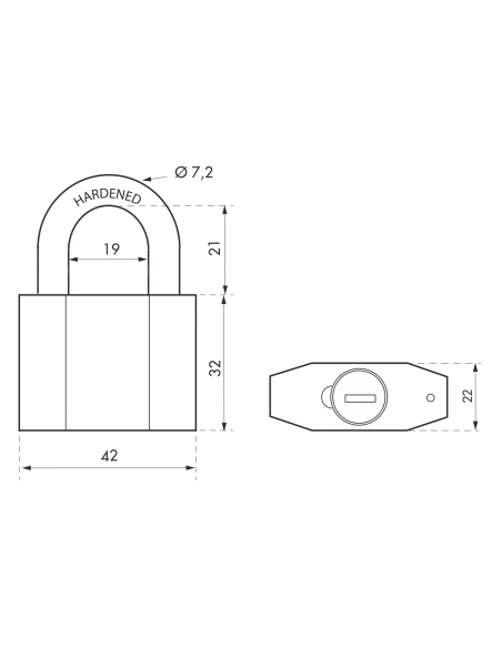 Lucchetto Octo, acciaio, arco in acciaio, 40 mm, per esterno, cantieri, 3 chiavi - THIRARD