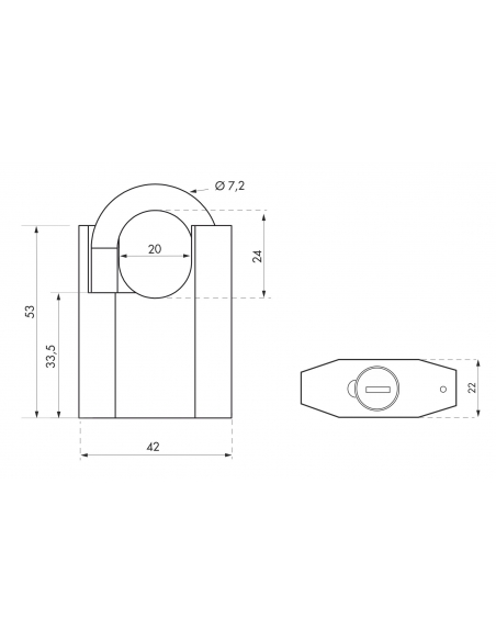 Lucchetto Octo-P, acciaio, guardia alta, arco in acciaio, 40 mm, per esterno, cantieri, 3 chiavi - THIRARD