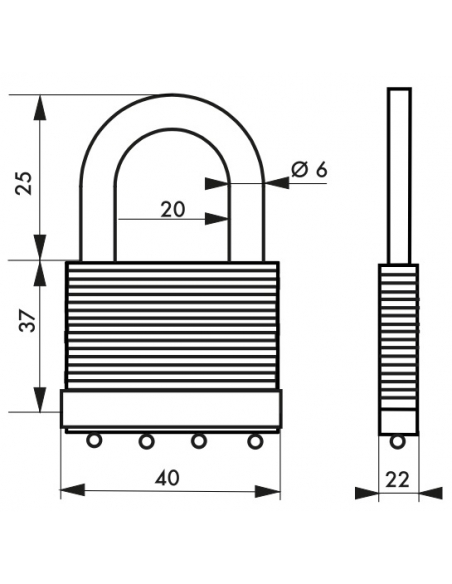 Lucchetto a combinazione Amazone, 3 cifre, ottone, esterno, arco in ottone, 40 mm - THIRARD