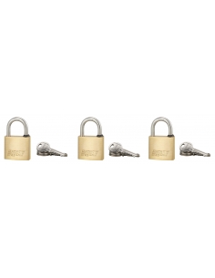 Set di 3 lucchetti MACH 3 a chiave uguale, arco inox 45 mm, ottone, 9 chiavi – THIRARD