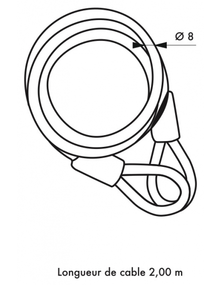 Cavo antifurto Twisty, bicicletta, casette da giardino, Ø 8, 2,00m, guaina in PVC, acciaio - THIRARD