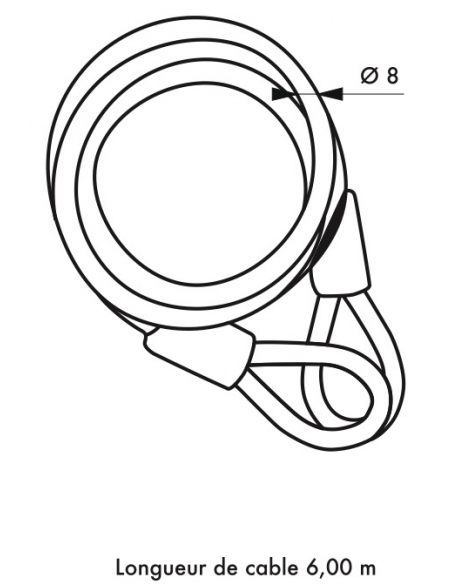 Cavo antifurto Twisty, bicicletta, casette da giardino, Ø 8, 6,00m, guaina in PVC, acciaio - THIRARD