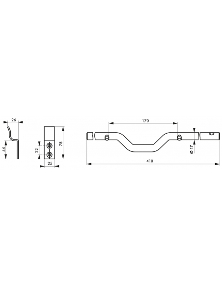 Barra di sicurezza per persiana in legno THIRARD, acciaio, Ø18x460 mm, zincata.
