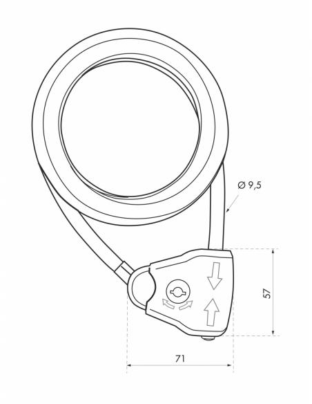 Antifurto Twisty, bicicletta, attrezzi, arredi esterni, cavo d'acciaio guaina in PVC regolabile, Ø 10, 1,80m, 2 chiavi - THIRARD