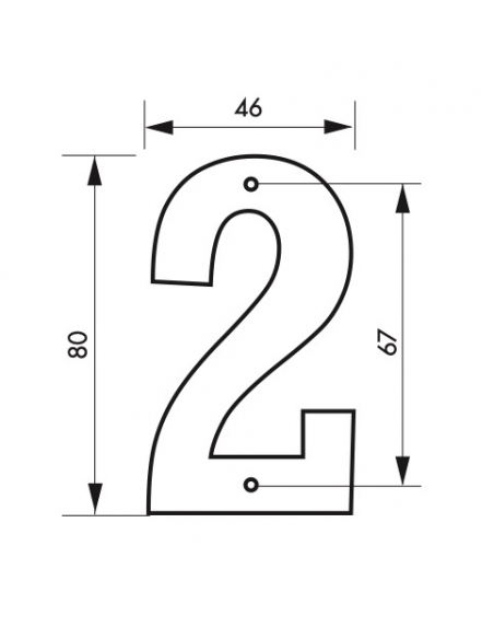 Vista aggiuntiva 1 di Numero 2" nero H 80 mm da avvitare – THIRARD