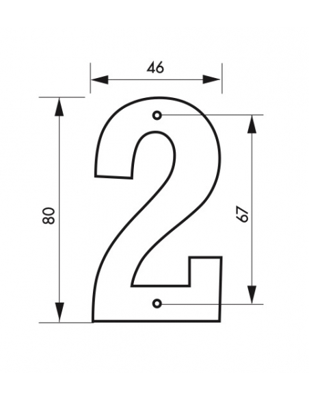 Targa numero civico 2 ,altezza 80mm Nero metallo, da avvitare - THIRARD
