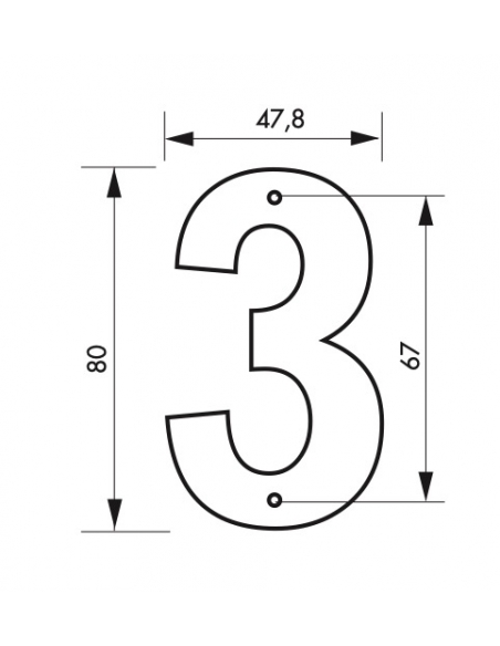 Vista aggiuntiva 1 di Numero 3" nero H 80 mm da avvitare – THIRARD