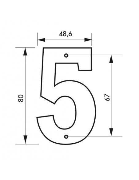 Vista aggiuntiva 1 di Numero 5" nero H 80 mm da avvitare – THIRARD