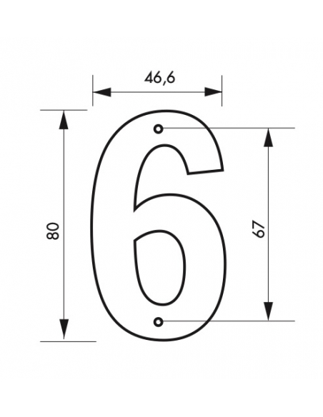 Targa numero civico 6 ,altezza 80mm Nero metallo, da avvitare - THIRARD
