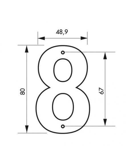 Targa Numero 8 altezza 80mm Nero metallo, da avvitare - THIRARD