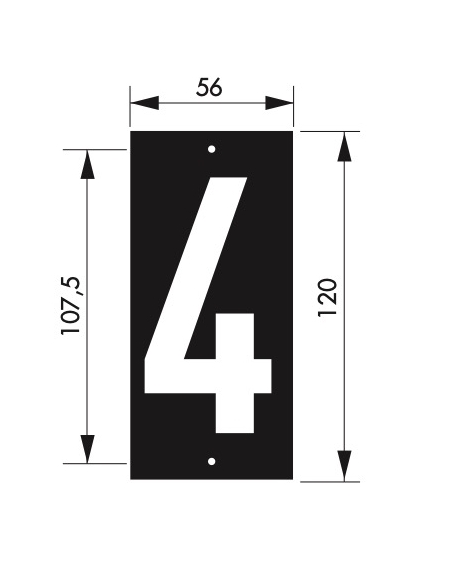 Vista aggiuntiva 1 di Targa numerica 56 x 130 mm con numero 4", da avvitare – THIRARD