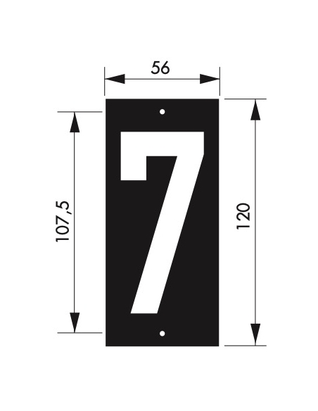 Vista aggiuntiva 1 di Targa numerica 56 x 130 mm con numero 7", da avvitare – THIRARD