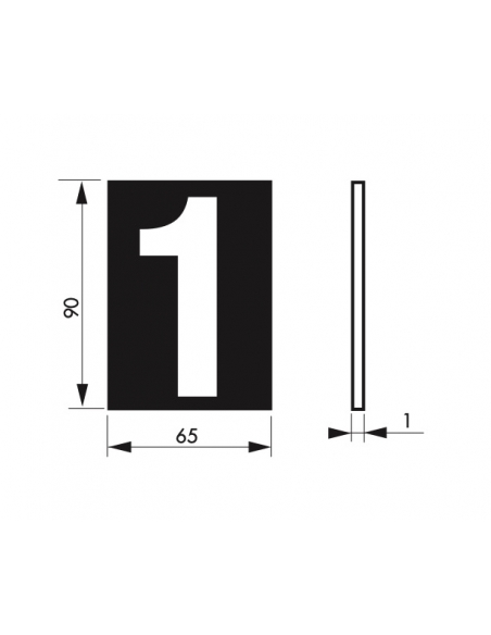 Vista aggiuntiva 2 di Targa numerica adesiva 65 x 90 mm con numero 1" – THIRARD