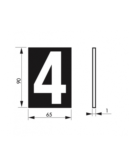 Vista aggiuntiva 2 di Targa numerica adesiva 65 x 90 mm con numero 4" – THIRARD