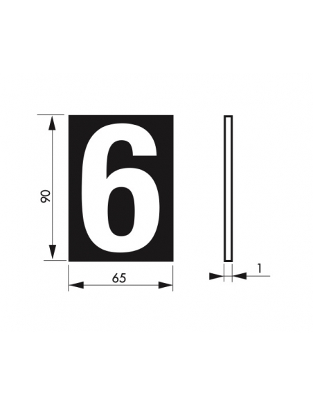 Vista aggiuntiva 2 di Targa numerica adesiva 65 x 90 mm con numero 6" – THIRARD