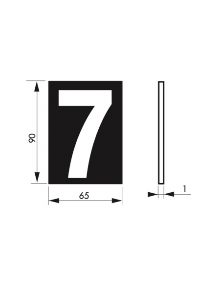 Vista aggiuntiva 2 di Targa numerica adesiva 65 x 90 mm con numero 7" – THIRARD