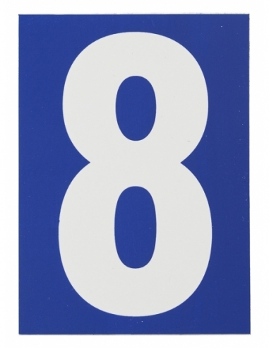 Targa adesiva numero civico 8 - 65X90mm - blu, pannello adesivo in pvc, finitura mat - THIRARD