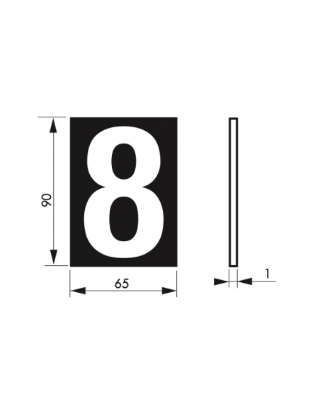 Vista aggiuntiva 2 di Targa numerica adesiva 65 x 90 mm con numero 8" – THIRARD