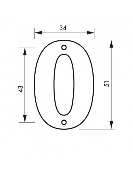 Targa numero civico 0 altezza 51mm, in ottone massiccio, da avvitare - THIRARD