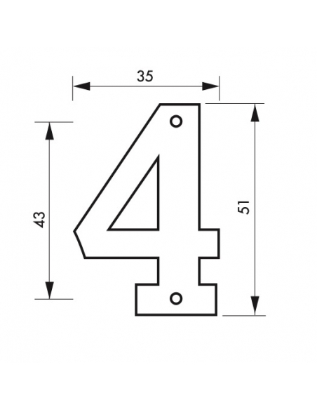 Targa numero civico 4 altezza 51mm, in ottone massiccio, da avvitare - THIRARD