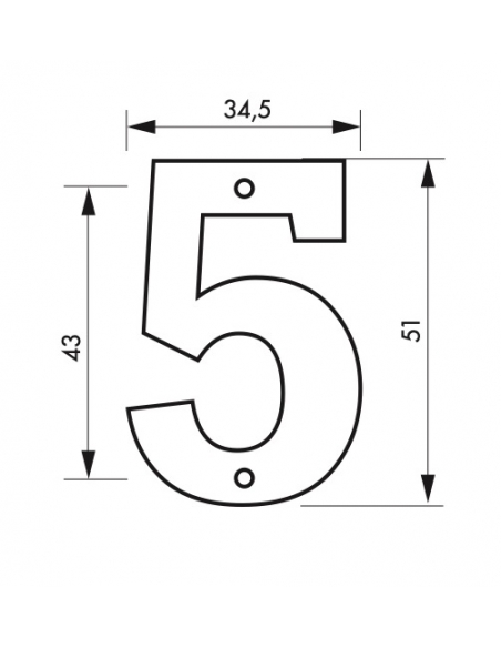Vista aggiuntiva 1 di Numero 5" H 51 mm da avvitare – THIRARD