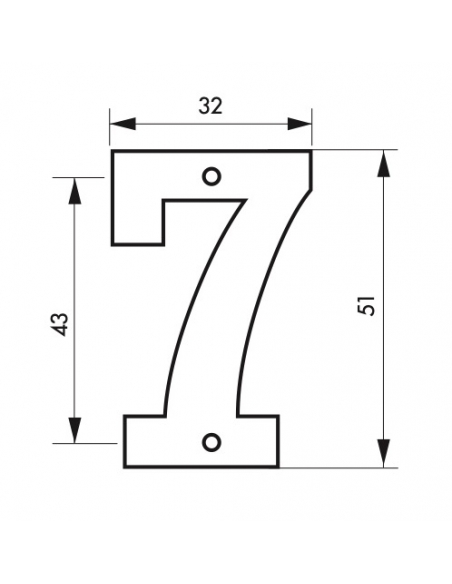 Targa numero civico 7 altezza 51mm, in ottone massiccio, da avvitare - THIRARD