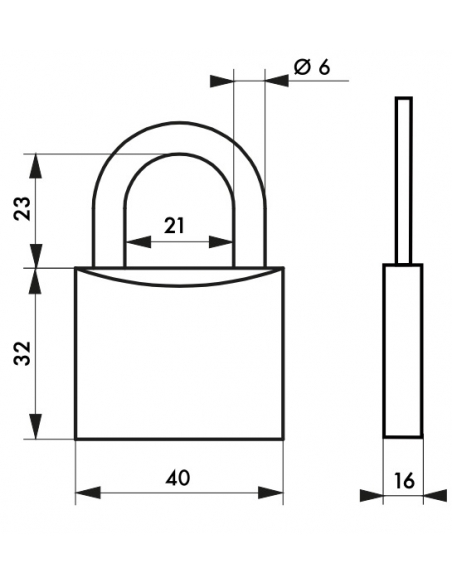 Vista aggiuntiva 1 di Set di 2 lucchetti TYPE 1 40 mm per interno, arco in acciaio, 4 chiavi – THIRARD