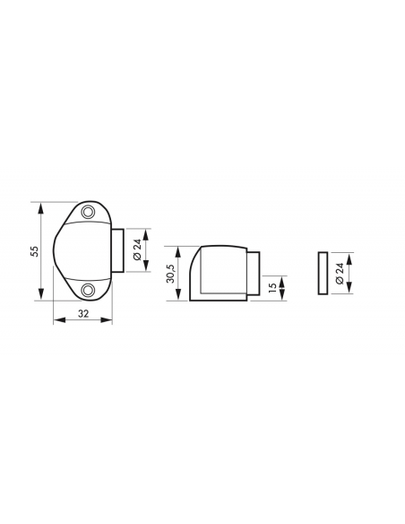 Vista aggiuntiva 1 di Fermaporta magnetico da parete in acciaio inox spazzolato – THIRARD