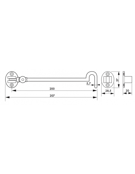 Vista aggiuntiva 2 di Gancio orientabile con occhiello, finitura ottone, 20 cm – THIRARD