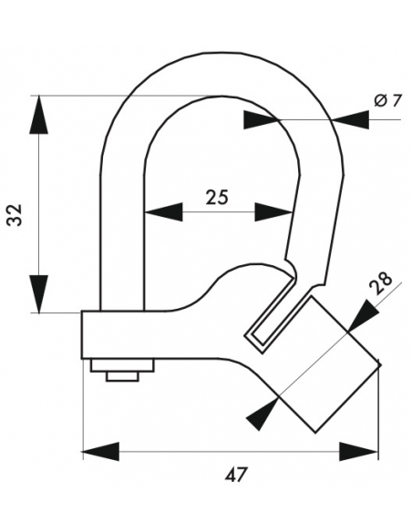 Vista aggiuntiva 2 di Lucchetto 129C chiave mezzaluna base angolare, ottone, da esterno - contatori, quadri elettrici, VVF