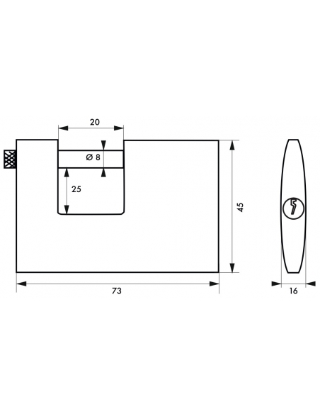 Lucchetto Cargo 70mm, 2 chiavi HG5, ottone pieno, arco acciaio inox, serranda, container, garage, per industria - THIRARD