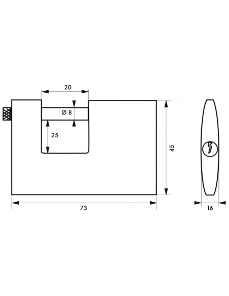 Vista aggiuntiva 1 di Lucchetto Cargo 70mm, 2 chiavi HG5, ottone pieno, arco acciaio inox, serranda, container, garage, per