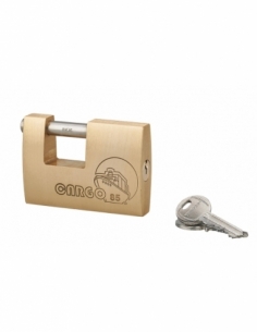 Lucchetto Cargo 85mm, 2 chiavi HG5, ottone pieno, arco acciaio inox, serranda, container, garage, per industria - THIRARD