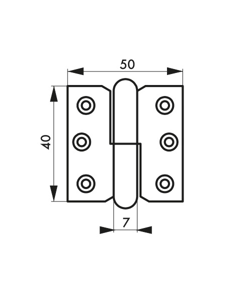 Cerniera per porte interne, 40x50mm, acciaio,