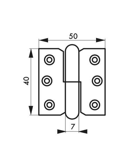 Cerniera per porte interne, 40x50mm, acciaio,