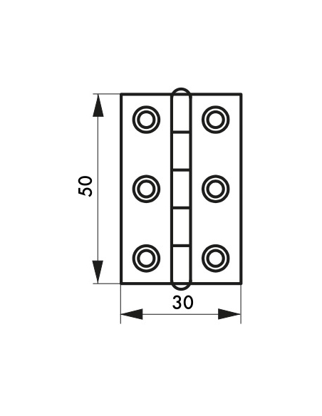 Vista aggiuntiva 1 di Cerniera per porta 50 x 30 mm, ottone – THIRARD
