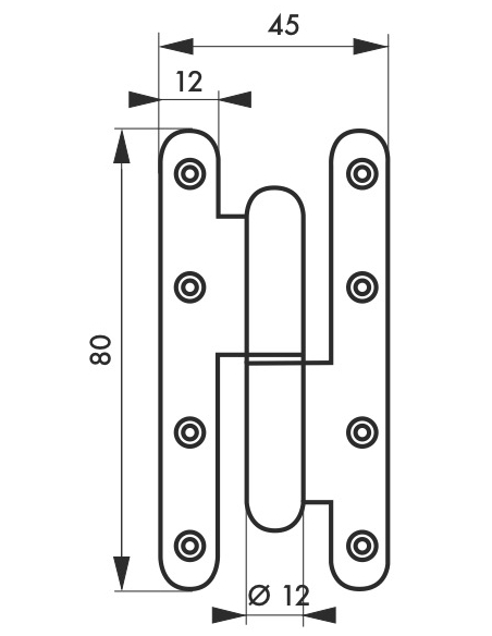 Cerniera per porta destra, 80x45mm, acciaio zincato - THIRARD