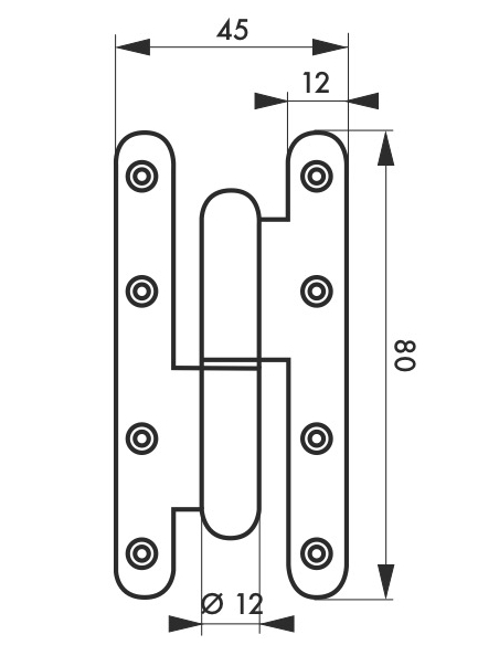 Cerniera per porta sinistra, 80x45mm, acciaio zincato - THIRARD