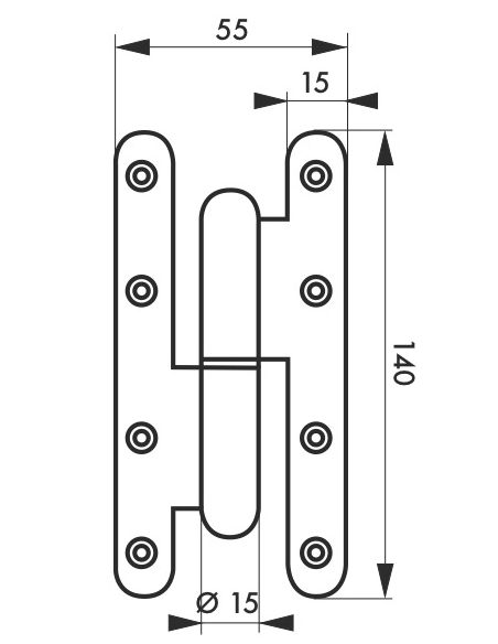 Cerniera per porta sinistra, 140x55mm, acciaio zincato - THIRARD