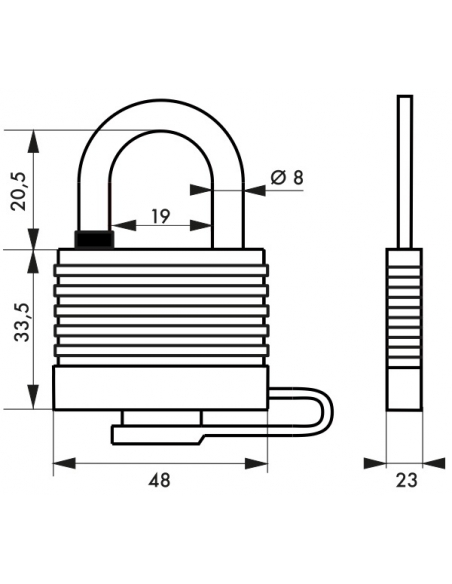 Set di 2 lucchetti Sea Line, waterproof, anti corrosione, da esterno, ansa inox 40mm, guaina pvc, 2x2 chiavi - THIRARD