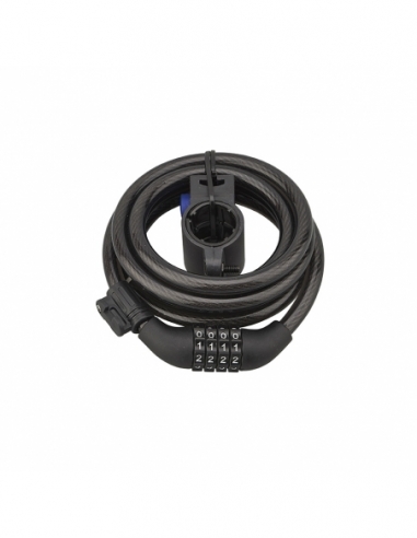 Antifurto TWISTY a cavo 10 mm x 1,8 m, combinazione a 4 cifre, nero – THIRARD